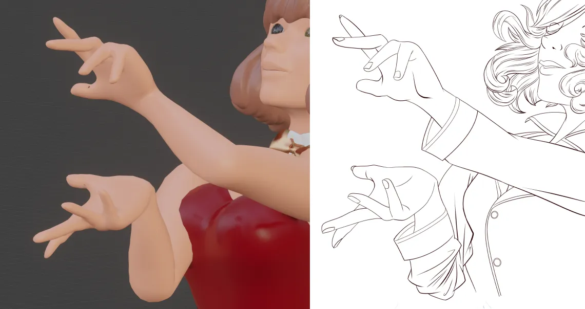 Catherine Magical Girl Transformation Blender 3D and trace over.