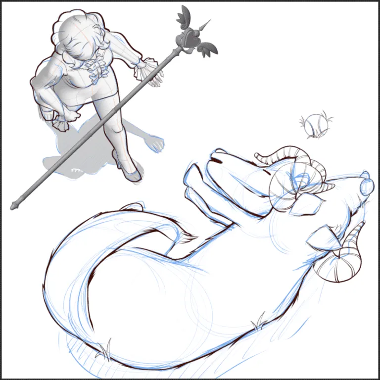 Rough Sketch Magical Girl Kamiko Its Sleep Time combined with Heart Wing Staff | This Mortal Coil Webcomic