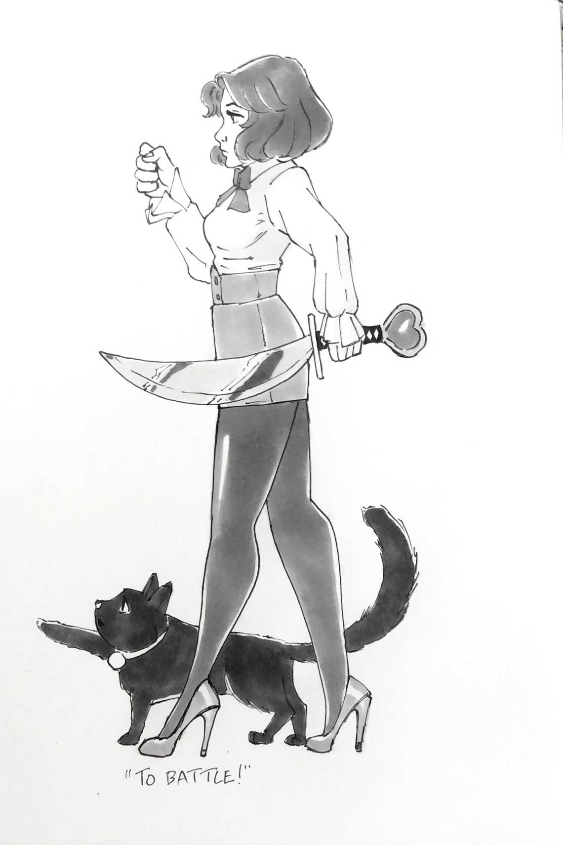 Take This it's Dangerous! Magical Girl Kamiko with Cat and Sword
